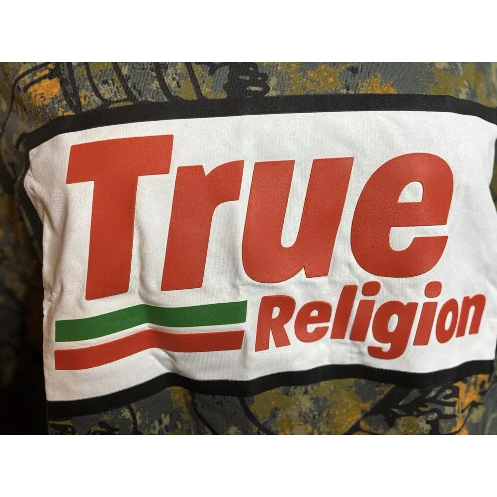 New Men’s True Religion Buddha Hunting Camo camouflage Logo Tee Size Medium $50